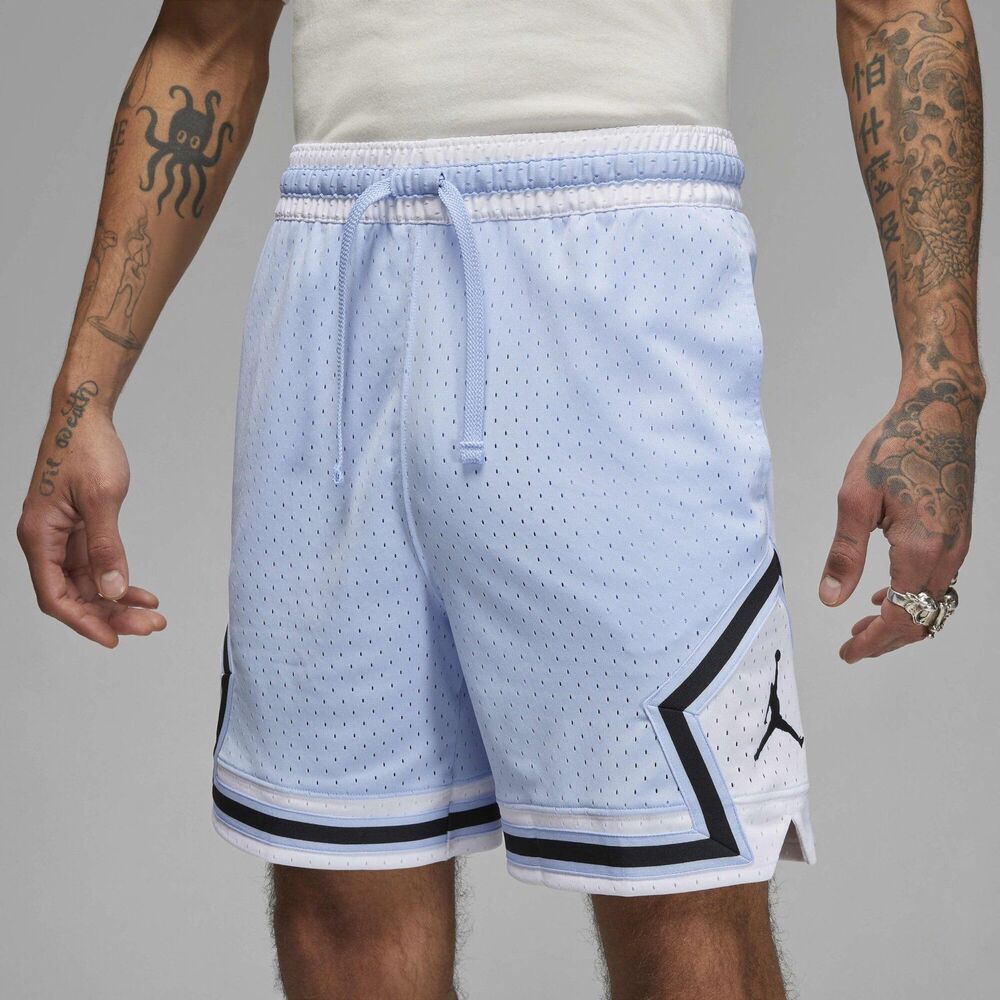 Jordan Dri-Fit Sport Black Diamond Basketball Shorts Mens Sz M Blue Mesh